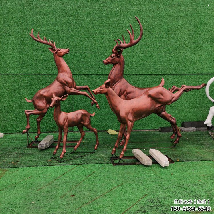 銅梅花鹿雕塑制作，公園小品，梅花鹿銅雕塑優(yōu)選