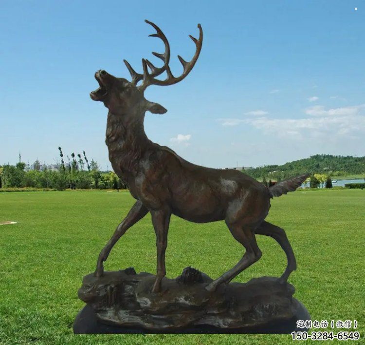 園銅梅花鹿雕塑，美陳雕塑，制造梅花鹿銅雕塑
