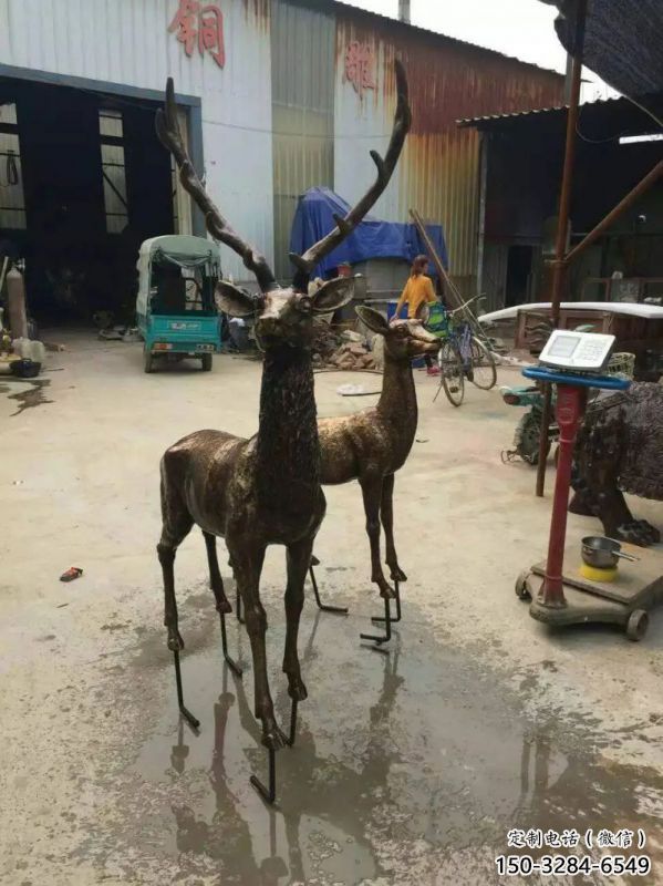 銅鹿雕塑，鑄銅動物雕塑