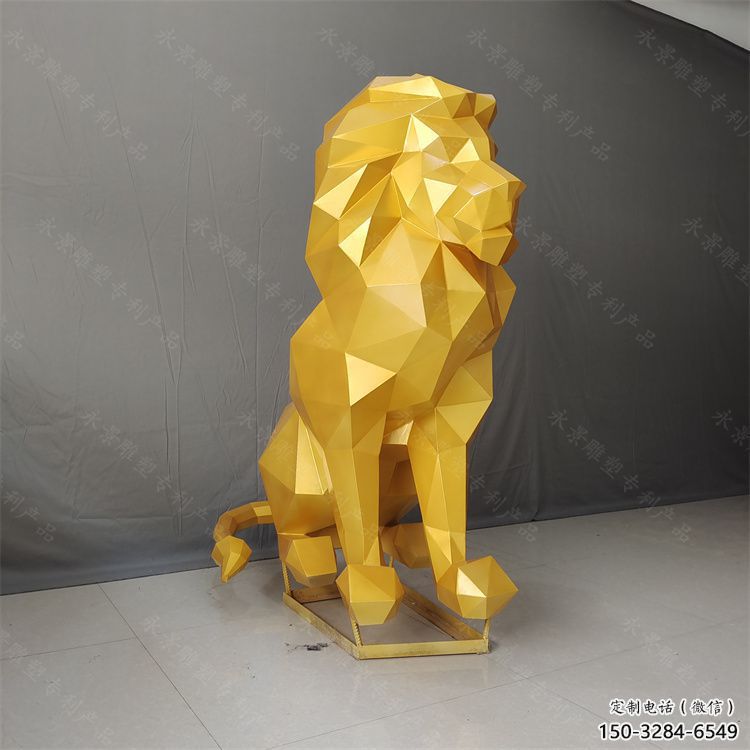 幾何獅子雕塑指用，景觀雕塑，藝術(shù)不銹鋼獅子雕塑點(diǎn)擊