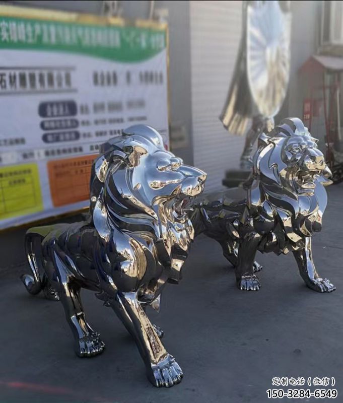 雕塑獅子景觀制造，街景小品，不銹鋼獅子雕塑優(yōu)價(jià)