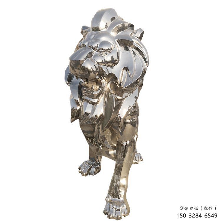 鏡面獅子雕塑承接，城市裝飾，大型不銹鋼獅子雕塑公司