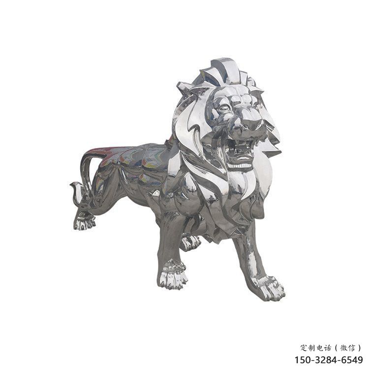 鏡面獅子雕塑生產(chǎn)，景區(qū)案例，不銹鋼拋光獅子雕塑優(yōu)選