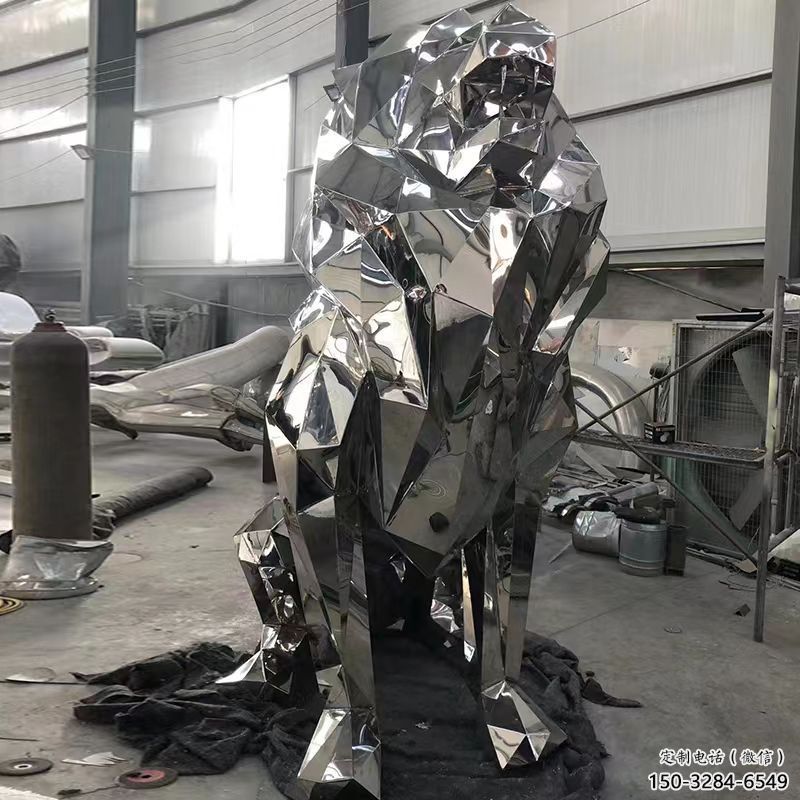 制造獅子雕塑，動物擺件，鏡面不銹鋼獅子雕塑精選