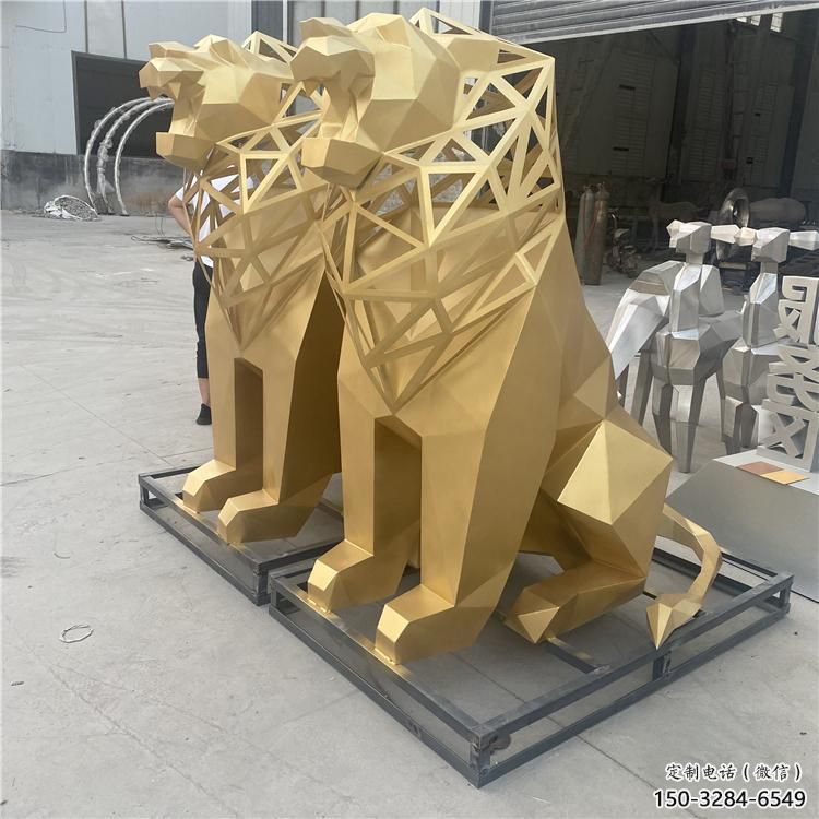 廣場(chǎng)獅子雕塑批發(fā)，動(dòng)物系列，不銹鋼獅子雕塑制作