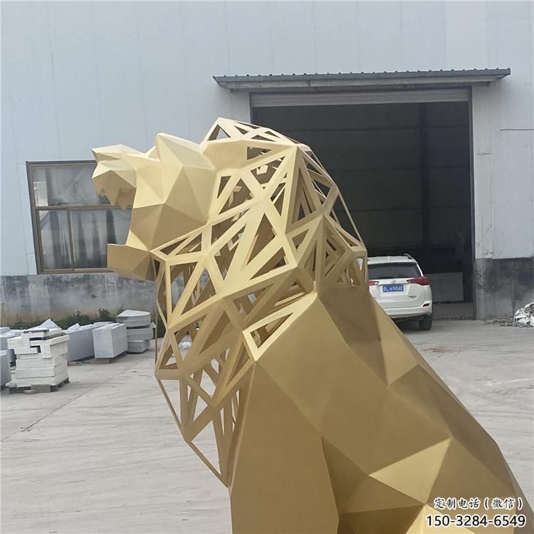 獅子雕塑擺件，烤漆工藝制作，大型不銹鋼獅子雕塑公司