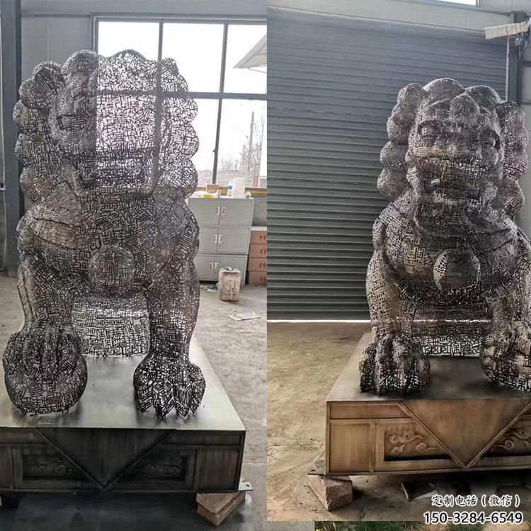 透雕獅子雕塑常用，鏤空概念，不銹鋼獅子雕塑展品