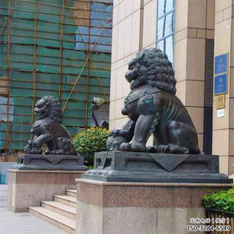 大門口獅子雕塑提供，美陳雕塑，鑄銅蹲獅雕塑承接