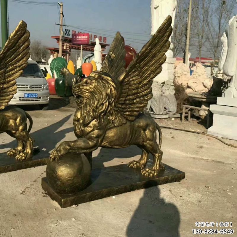 大型獅子雕塑公司，花園小品，飛獅雕塑裝飾提供