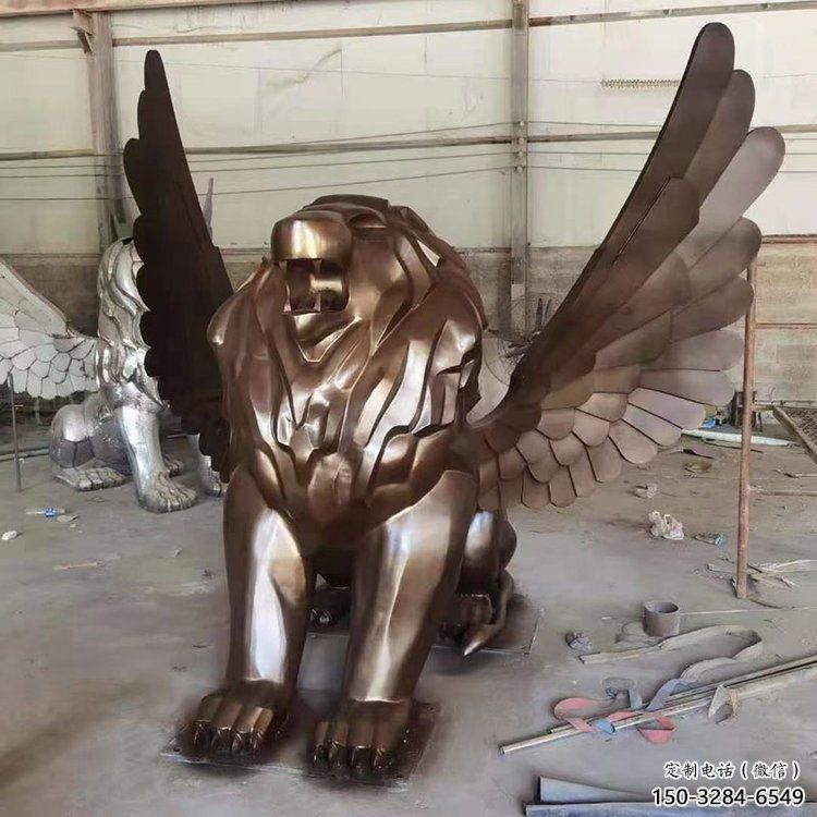 紅銅獅子雕塑優(yōu)價(jià)，鑄造工藝，飛獅雕塑制作
