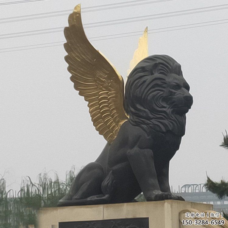 金屬獅子雕塑通用，城市雕塑，大型飛獅雕塑指用