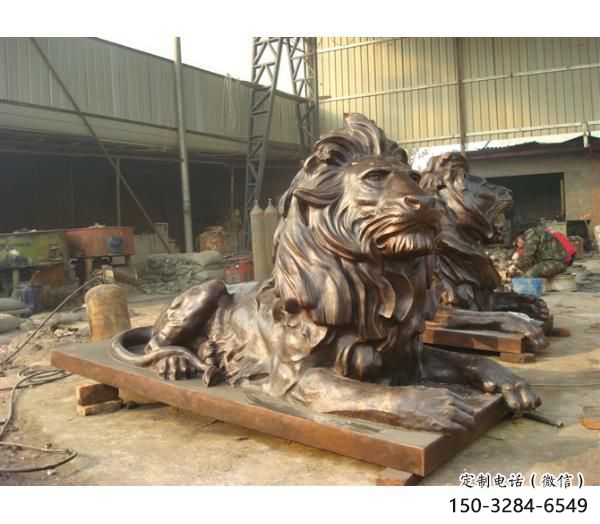 雕塑獅子景觀精選，中式工藝，園林趴獅雕塑供給