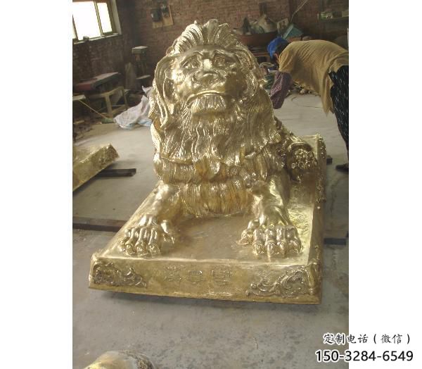 黃銅獅子雕塑定價(jià)，景觀概念，鑄銅趴獅雕塑預(yù)定