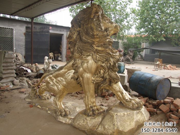 純銅仿古獅子雕塑，動(dòng)物雕塑，大型走獅雕塑標(biāo)準(zhǔn)