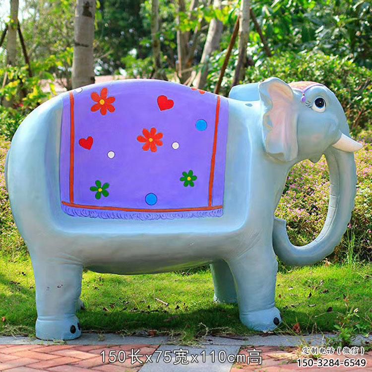 大象坐凳雕塑，公園動物雕塑，玻璃鋼坐凳雕塑廠家
