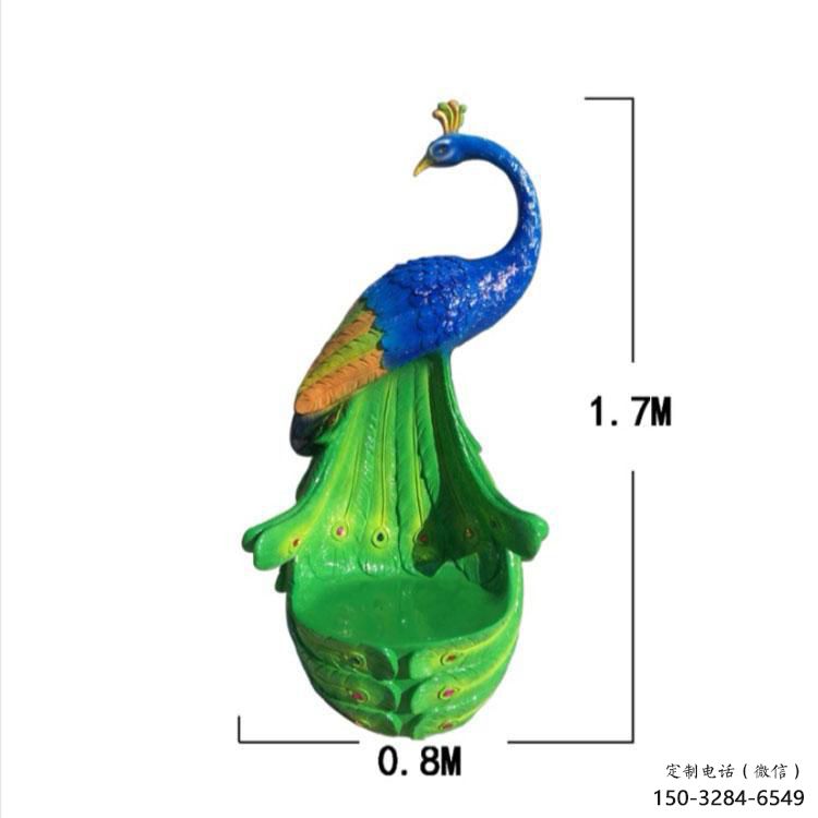 孔雀坐凳雕塑廠家，彩繪工藝雕塑，仿真藝術(shù)效果