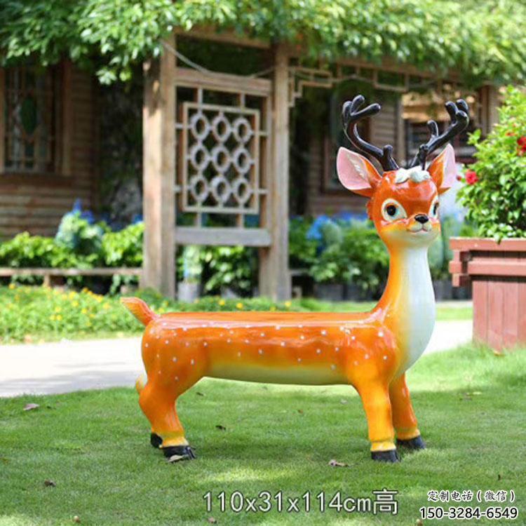 幼兒園坐凳雕塑，小鹿坐凳雕塑，卡通動物類型