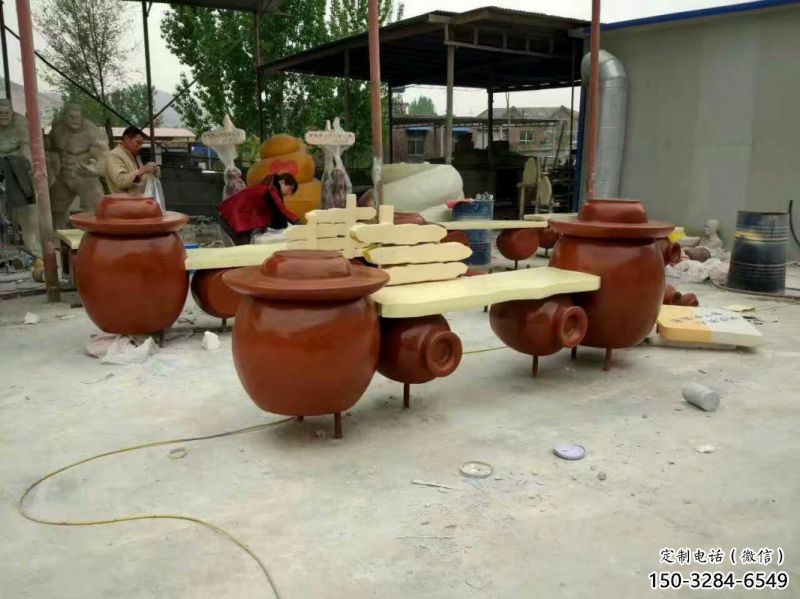 壇子坐凳雕塑,抽象藝術(shù)原理，玻璃鋼坐凳雕塑制作