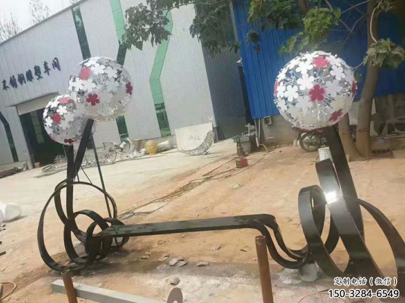 不銹鋼蒲公英坐凳雕塑，景觀類(lèi)型
