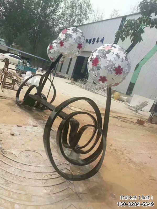 蒲公英坐凳雕塑廠家，烤漆工藝，廣場(chǎng)藝術(shù)擺件