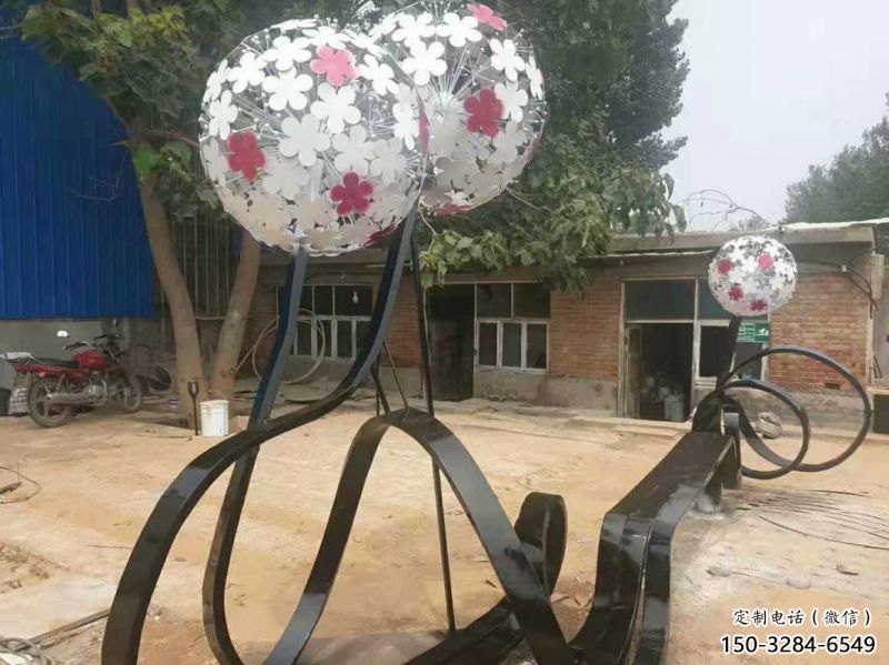 蒲公英坐凳雕塑制作，幾何原理方案，烤漆坐凳雕塑