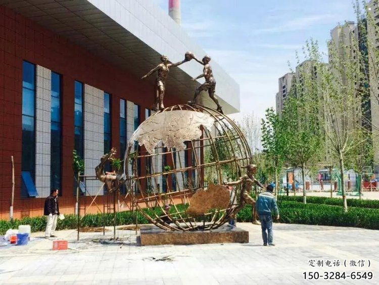 地球儀雕塑精選，歐式風格，藝術地球儀人物雕塑指用