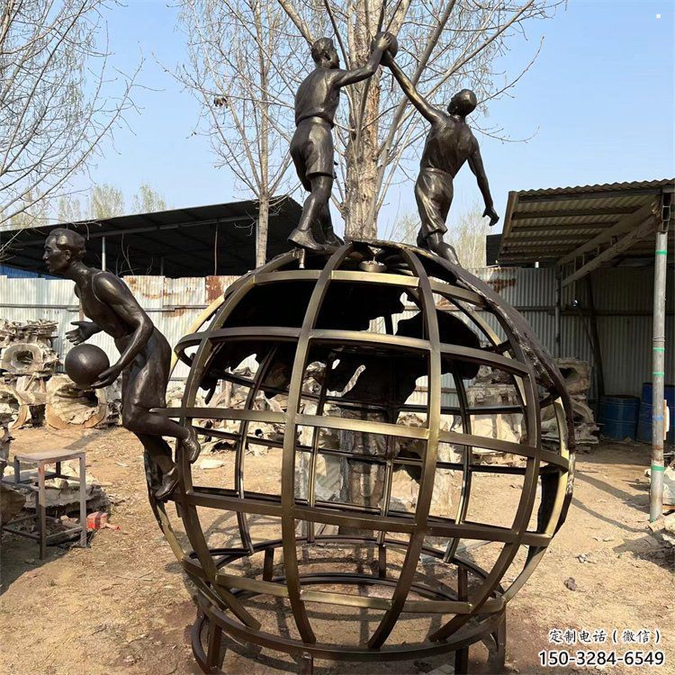 地球儀雕塑系列，城市裝飾，烤漆地球儀人物雕塑優(yōu)選