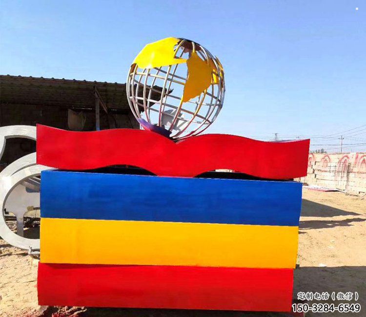 地球儀雕塑定制，中式工藝，烤漆書籍地球儀雕塑優(yōu)價