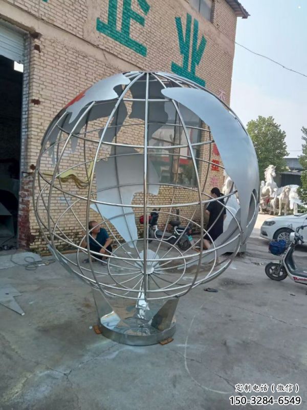 景區(qū)地球儀雕塑，鍍金歐式雕塑，鐵藝材質(zhì)