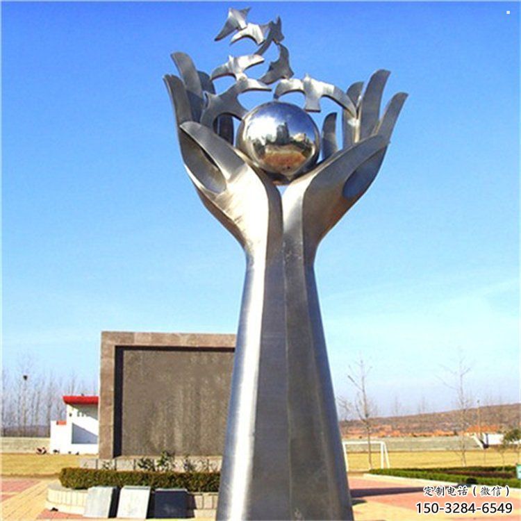 地球儀雕塑制作，城市雕塑，景觀手托地球儀雕塑廠家