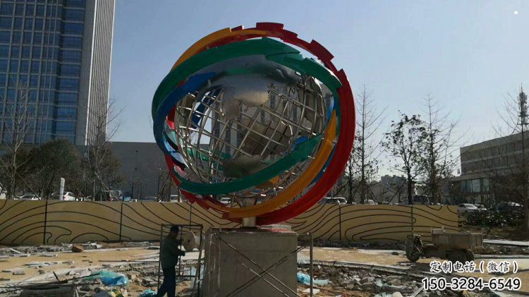 地球儀雕塑選用，多彩藝術(shù)，鏤空現(xiàn)代地球儀雕塑展品
