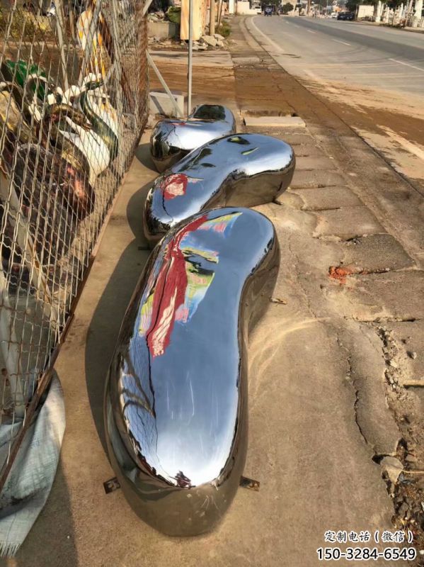 園林坐凳雕塑，噴漆景觀雕塑，鏡面形式