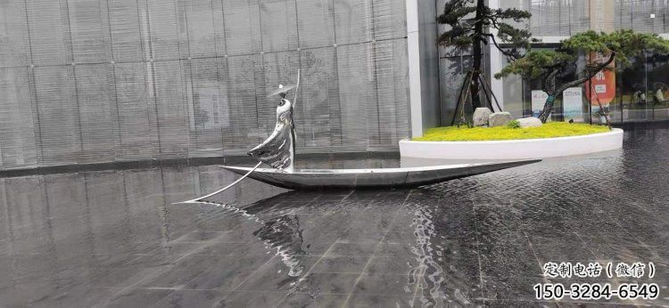 乘船人雕塑預(yù)定，小區(qū)擺件，不銹鋼乘船人雕塑服務(wù)商