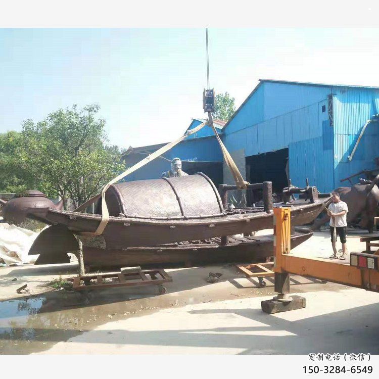 銅船雕塑精選，美陳雕塑，小船銅雕塑廠家供給