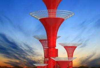 傘狀地標(biāo)雕塑，鏤空不銹鋼標(biāo)識雕塑