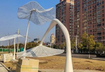 花傘廊架雕塑，不銹鋼廊架花雕塑