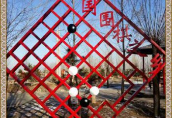 圍棋宣傳欄雕塑，鏤空結(jié)構(gòu)不銹鋼雕塑