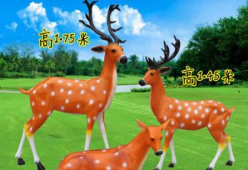 彩繪梅花鹿雕塑選用，廣場雕塑，玻璃鋼動物雕塑選用