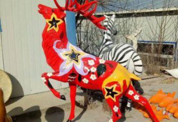 梅花鹿雕塑精品，標(biāo)識雕塑，小區(qū)玻璃鋼梅花鹿雕塑供給