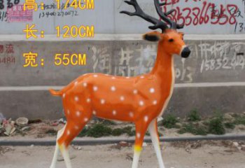 公園小鹿雕塑，彩繪工藝，玻璃鋼動物雕塑廠家