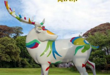 廣場(chǎng)小鹿雕塑，彩繪工藝，彩繪動(dòng)物雕塑