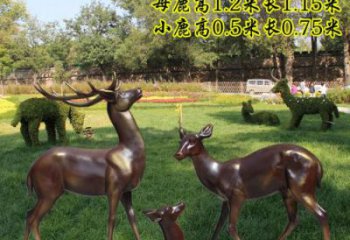 景觀小鹿雕塑選用，景區(qū)案例，純銅仿古雕塑制造商