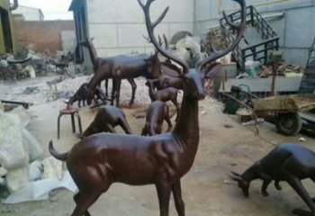 小鹿雕塑專供，景區(qū)雕塑，仿銅小鹿雕塑提供