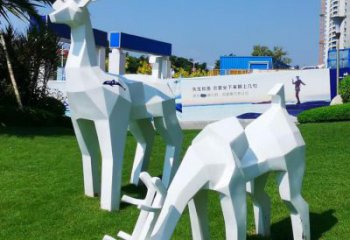 廣場小鹿雕塑制造商，小區(qū)擺件，白鋼抽象小鹿雕塑
