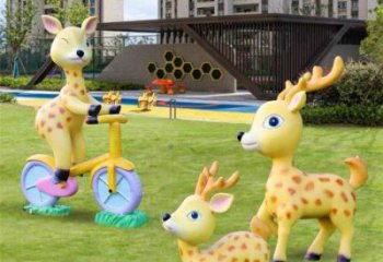 景觀小鹿雕塑定做，廣場雕塑，室外卡通小鹿雕塑提供