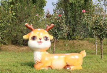 小鹿雕塑制造商，靜態(tài)雕塑，園林卡通小鹿雕塑訂做