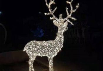 彩繪景觀梅花鹿雕塑生產(chǎn)，景區(qū)案例，燈光梅花鹿雕塑優(yōu)選