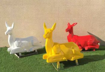 景觀小鹿雕塑精選，陸地擺件，公園烤漆小鹿雕塑精品