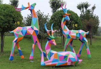 景觀小鹿雕塑通用，街景小品，烤漆小鹿雕塑制造