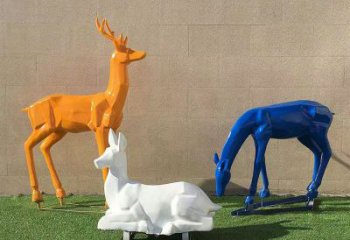 景觀小鹿雕塑制作，園林裝飾，烤漆小鹿雕塑批發(fā)